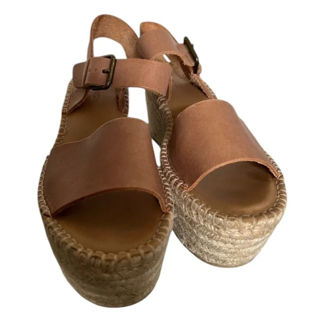 Soludos Minorca Leather Espadrille Platform Sandals Size 8